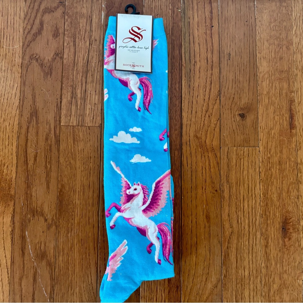 Socksmith blue pegasus knee socks NWT